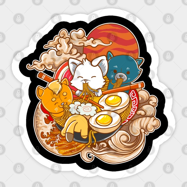 Kawaii Cats Ramen Noodles Funny Japanese Anime And Neko Fan Sticker by LIFUA